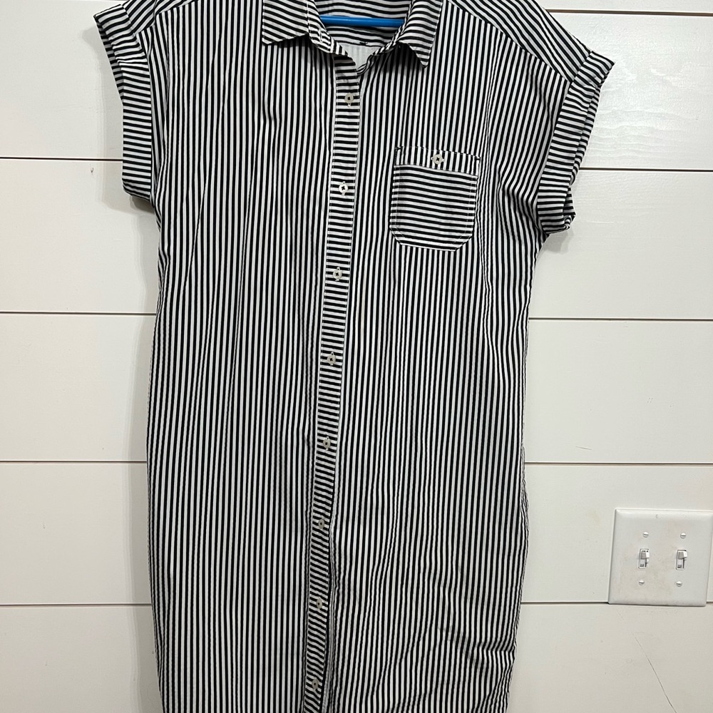Black and White Striped Shirt Dress